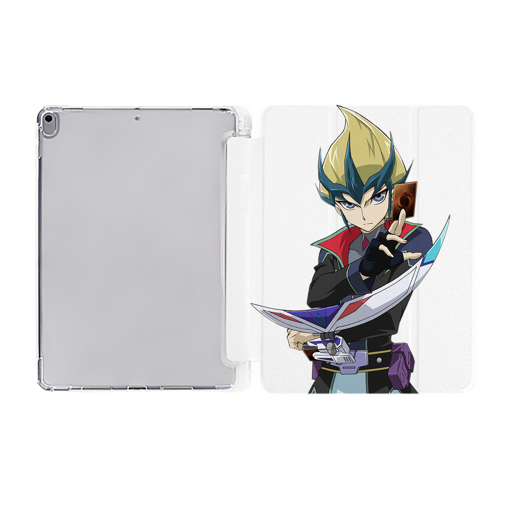 （画像用） 遊☆戯☆王 Yu-Gi-Oh! IPad ケース ペン収納付き 三つ折りスタンド PUレザー×シリコン 対応機種9.5/10.5/10.9インチ